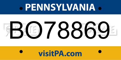 BO78869 Pennsylvania License Plate