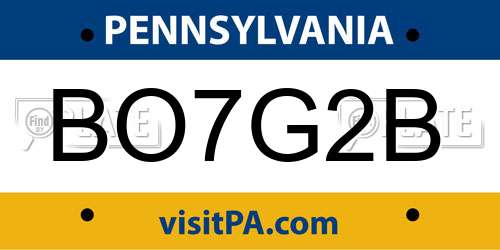 BO7G2B Pennsylvania License Plate
