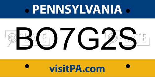 BO7G2S Pennsylvania License Plate