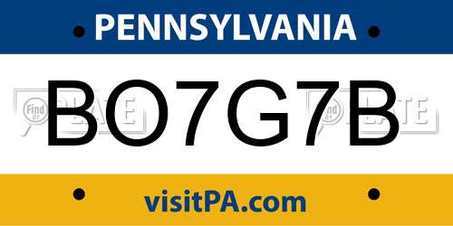BO7G7B Pennsylvania License Plate