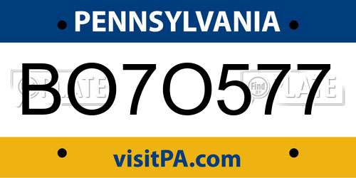 BO7O577 Pennsylvania License Plate