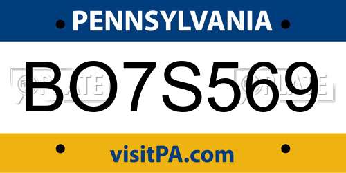 BO7S569 Pennsylvania License Plate