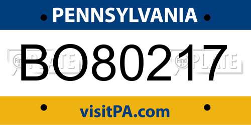 BO80217 Pennsylvania License Plate