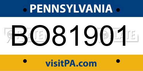 BO81901 Pennsylvania License Plate