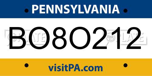 BO8O212 Pennsylvania License Plate