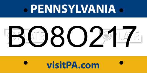 BO8O217 Pennsylvania License Plate