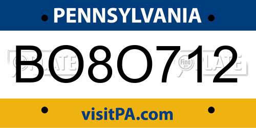 BO8O712 Pennsylvania License Plate