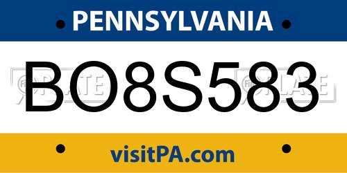 BO8S583 Pennsylvania License Plate