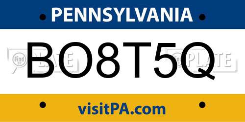 BO8T5Q Pennsylvania License Plate