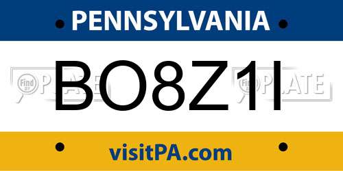 BO8Z1I Pennsylvania License Plate