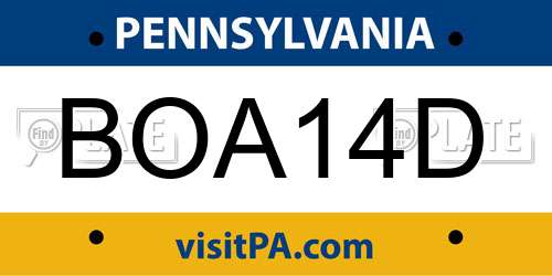 BOA14D Pennsylvania License Plate