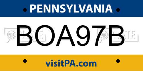 BOA97B Pennsylvania License Plate