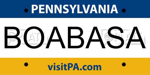 BOABASA Pennsylvania License Plate