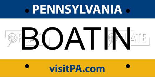 BOATIN Pennsylvania License Plate
