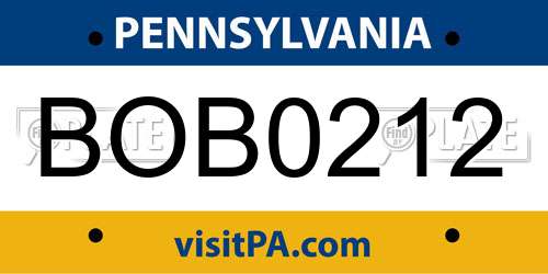 BOB0212 Pennsylvania License Plate