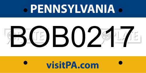 BOB0217 Pennsylvania License Plate