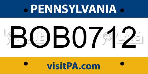 BOB0712 Pennsylvania License Plate
