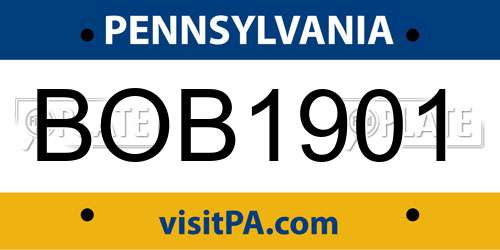 BOB1901 Pennsylvania License Plate