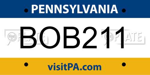 BOB211 Pennsylvania License Plate