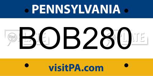 BOB280 Pennsylvania License Plate