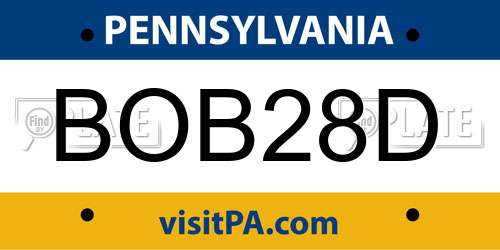 BOB28D Pennsylvania License Plate