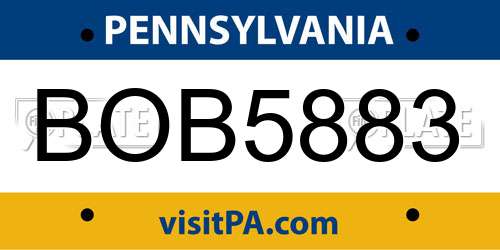 BOB5883 Pennsylvania License Plate