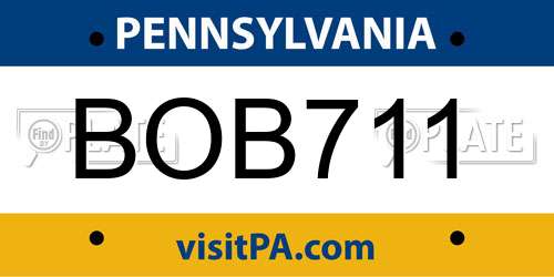 BOB711 Pennsylvania License Plate
