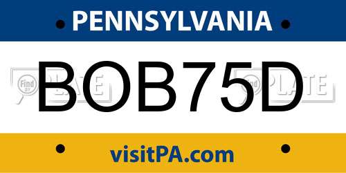 BOB75D Pennsylvania License Plate