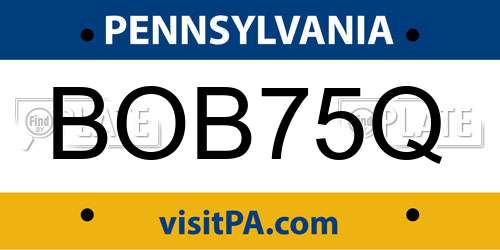 BOB75Q Pennsylvania License Plate