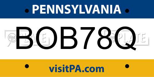 BOB78Q Pennsylvania License Plate