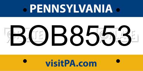 BOB8553 Pennsylvania License Plate
