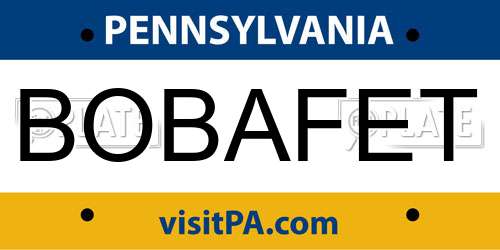 BOBAFET Pennsylvania License Plate