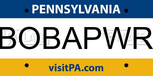 BOBAPWR Pennsylvania License Plate