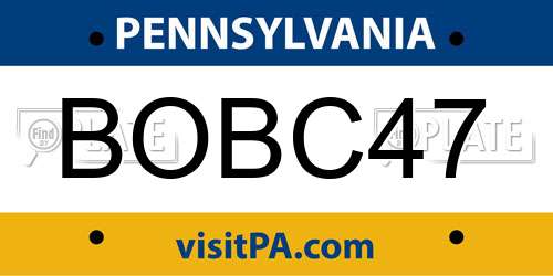 BOBC47 Pennsylvania License Plate