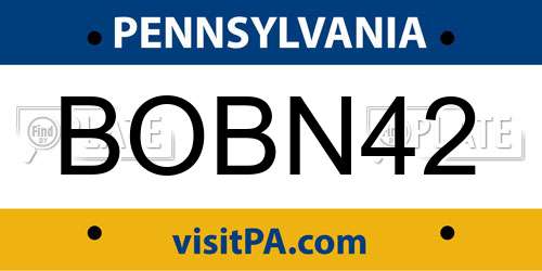 BOBN42 Pennsylvania License Plate