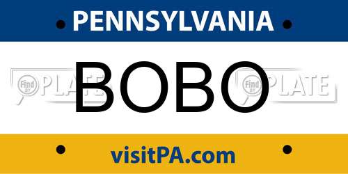 BOBO Pennsylvania License Plate