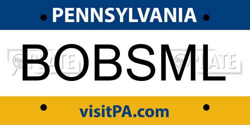 BOBSML Pennsylvania License Plate
