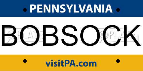 BOBSOCK Pennsylvania License Plate