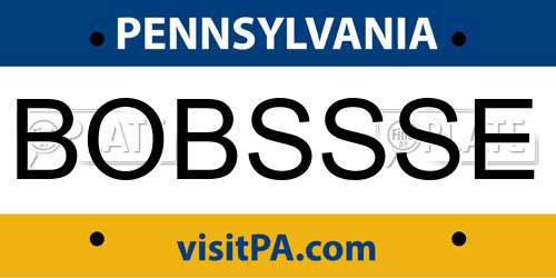 BOBSSSE Pennsylvania License Plate
