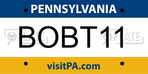 BOBT11 Pennsylvania License Plate