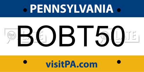 BOBT50 Pennsylvania License Plate