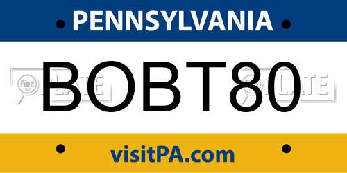 BOBT80 Pennsylvania License Plate
