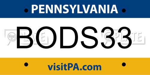BODS33 Pennsylvania License Plate