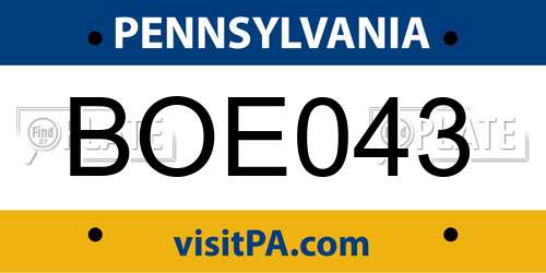 BOE043 Pennsylvania License Plate