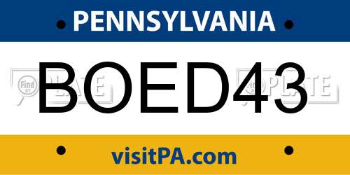 BOED43 Pennsylvania License Plate