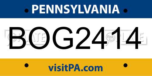 BOG2414 Pennsylvania License Plate