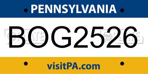 BOG2526 Pennsylvania License Plate