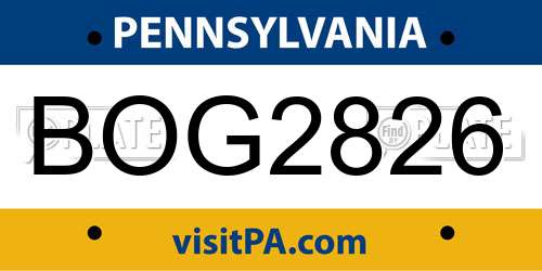 BOG2826 Pennsylvania License Plate