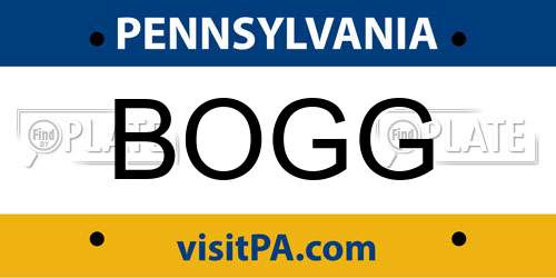 BOGG Pennsylvania License Plate