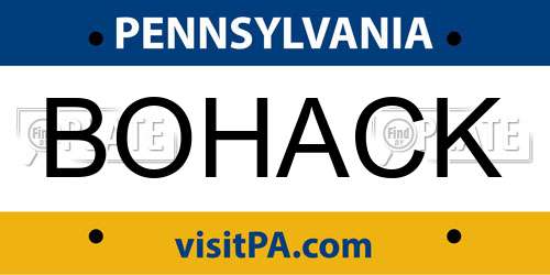 BOHACK Pennsylvania License Plate